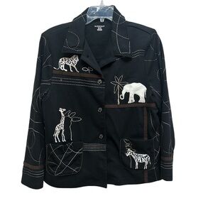 Allison Daley safari animal print shirt jacket - black Women's Size PM